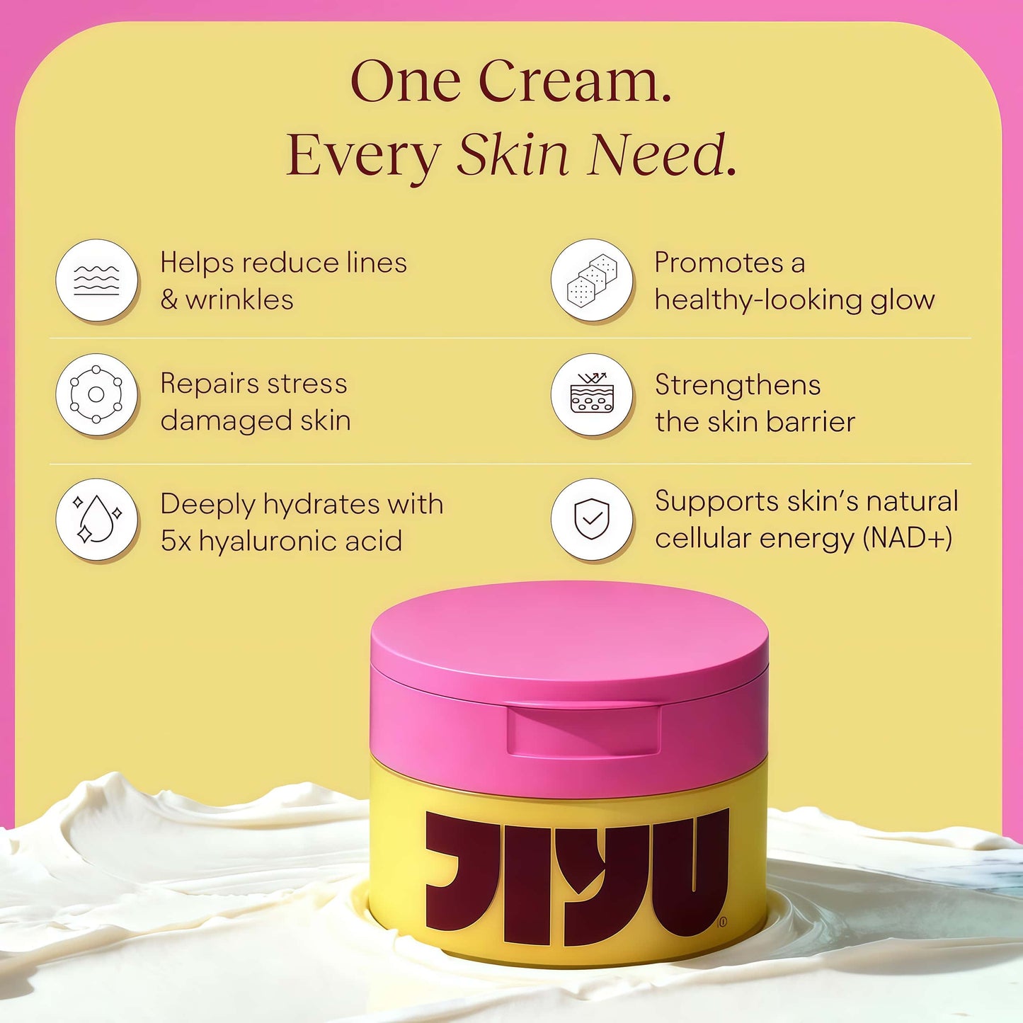 JiYu NAD+ Hydrating Face Moisturizer - Korean Anti-Aging Cream for Radiant, Firm & Smooth Skin - Deeply Hydrating &Brightening Daily Moisturizer Cream for Face and Body, All Skin Types- 50 ml