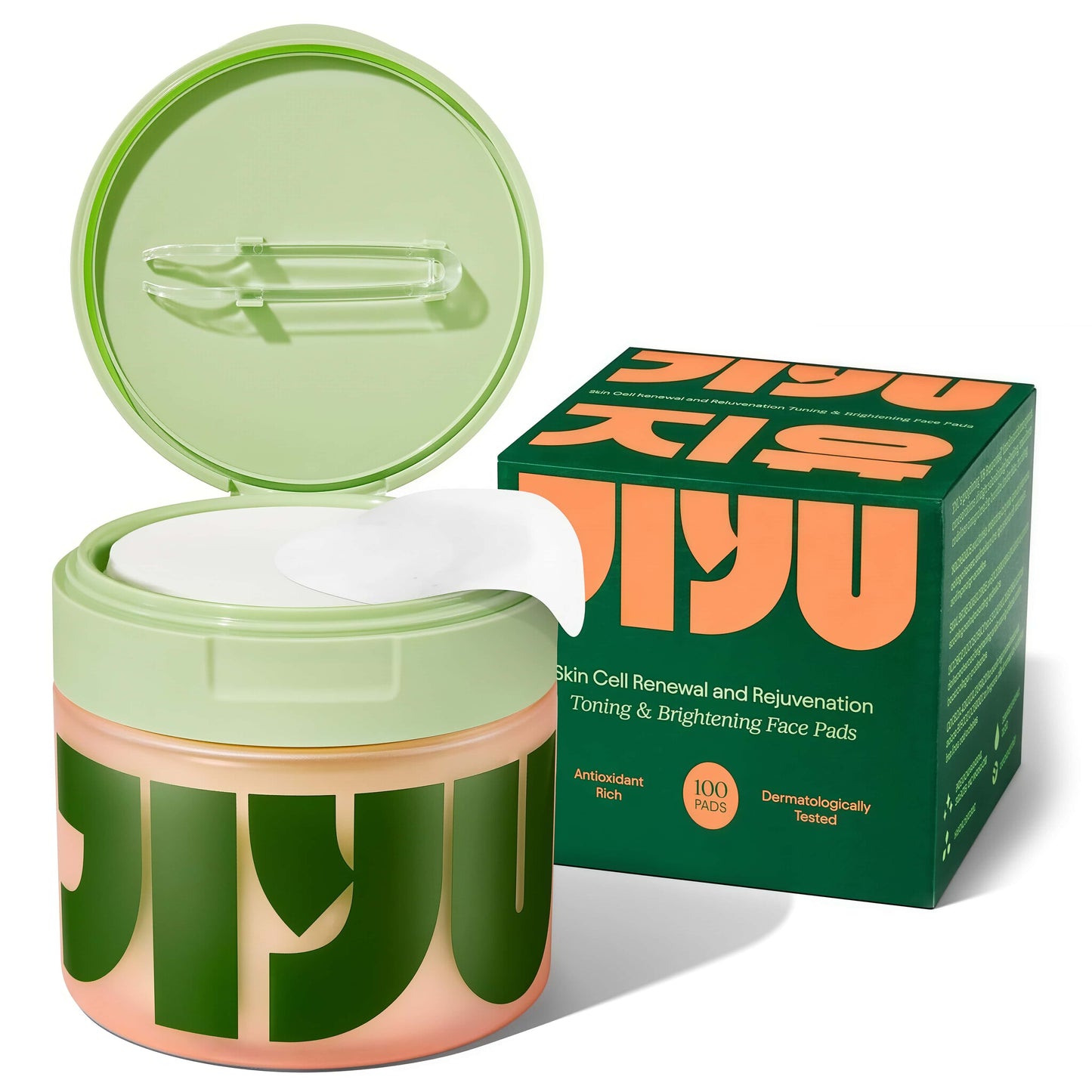 JiYu Toning Polish Pads - Korean Skincare for Dark Spots,Wrinkles & Dull Skin - Hydrating Facial Treatment with Snail Mucin, Niacinamide, Peptides & Centella - 100 Count